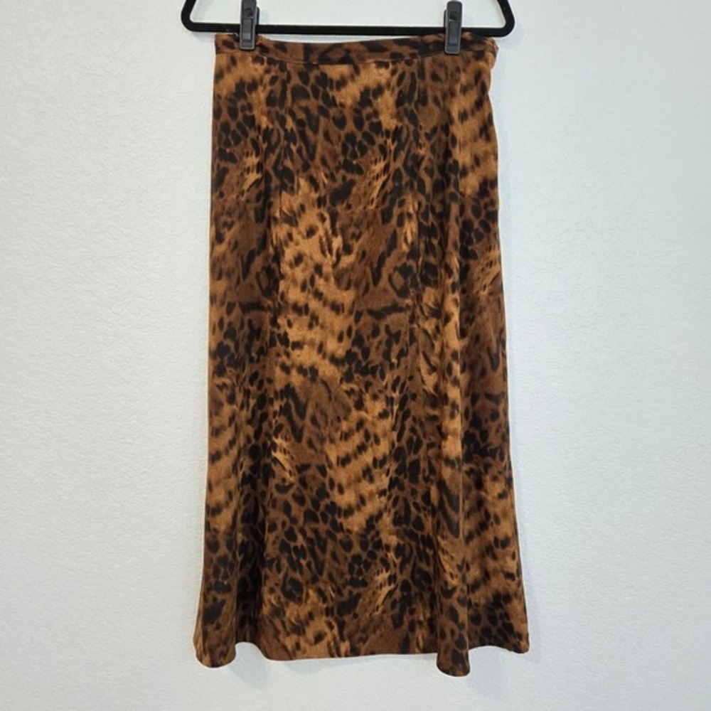 Elementz Leopard Print‎ y2k Midi Skirt Elastic Waist A Line Brown Black Size L